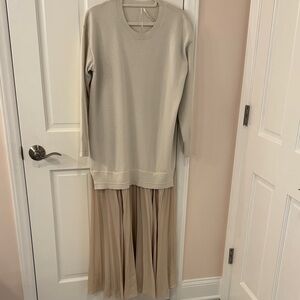 Anthropologie Cream Mixed Media dress